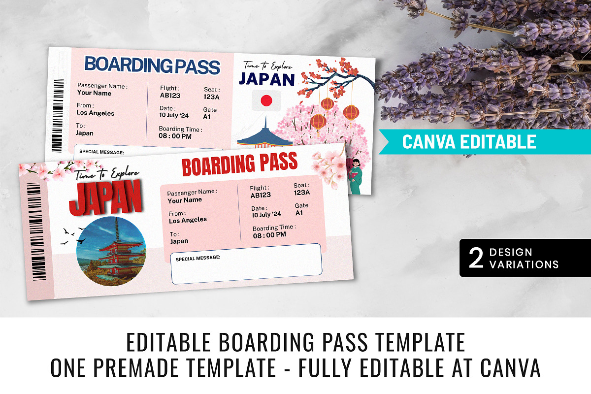 Japan Trip Gift Ticket Template, a Templates & Theme by Snapybiz (Photo 5 of 10)