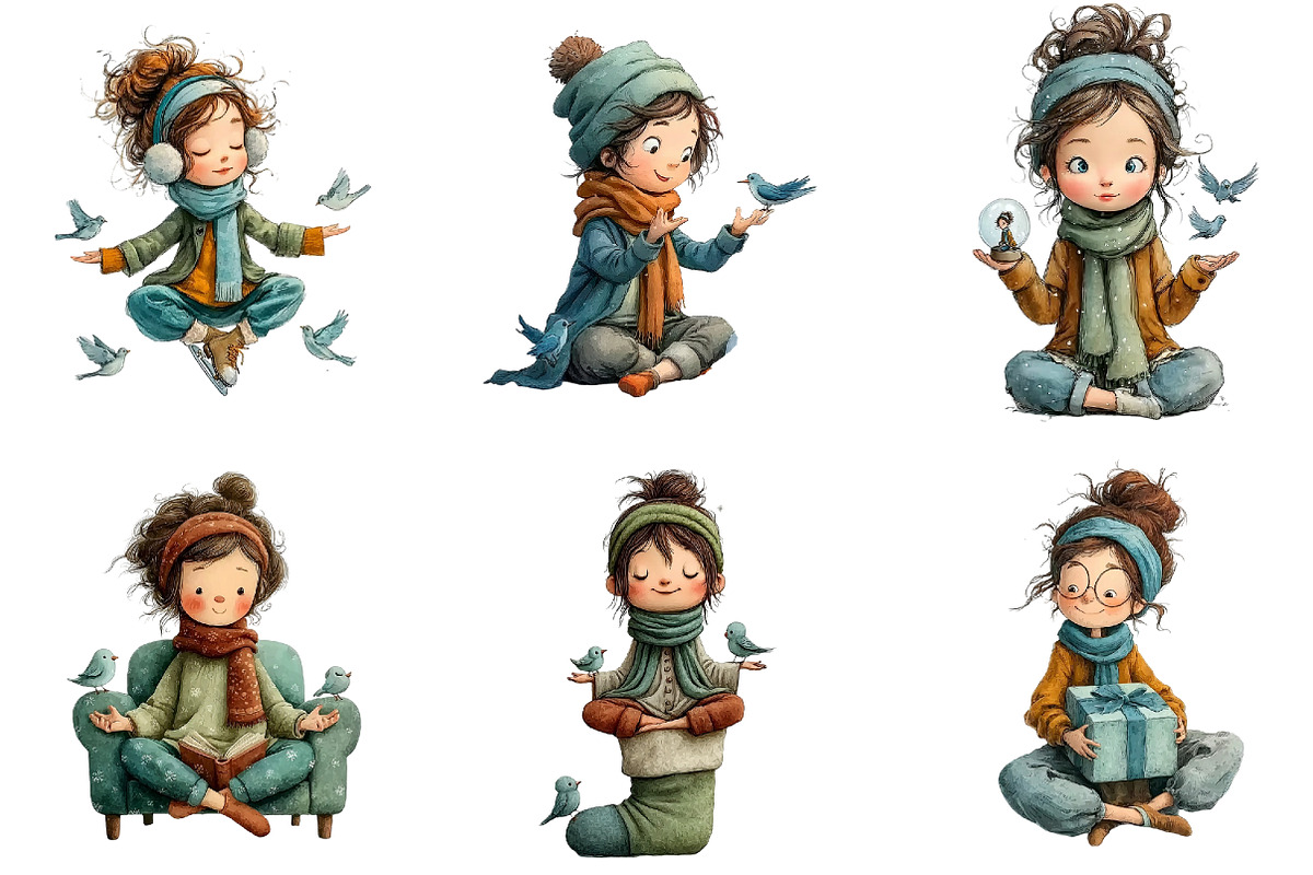 Quirky Girl Clipart Christmas, an Illustration by DreamArtGraphic (Photo 3 of 5)