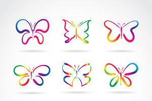 Vector Group Of Butterflies. Insect.