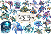 Gem Sea Turtle Mom and Baby Clipart, an Illustration by CreationArt (Thumbnail 1 of 5)