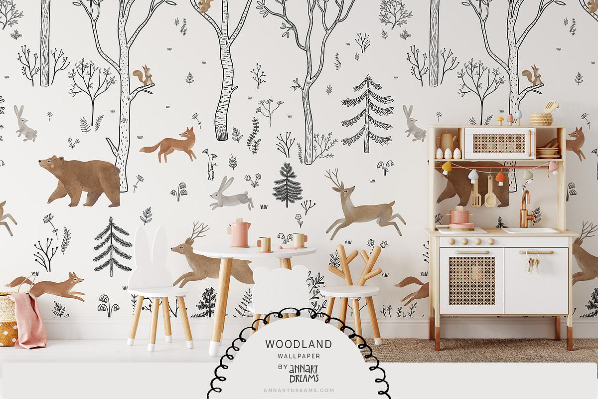 WOODLAND. Wall mural & Patterns, a Wallpaper Graphic by annartdreams (Photo 2 of 11)