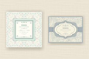 Set Of 12 Vector Wedding Invitation