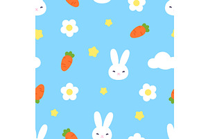 Bunny head, carrots and stars, an Animal Illustration by LadadikArt