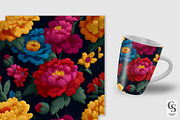 Colorful Mexican Flowers Embroidery, a Pattern Graphic by Creative Store (Thumbnail 2 of 5)