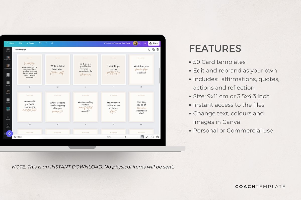 Gratitude Card Deck Canva Template, a Card Template by COACHTEMPLATE (Photo 4 of 11)