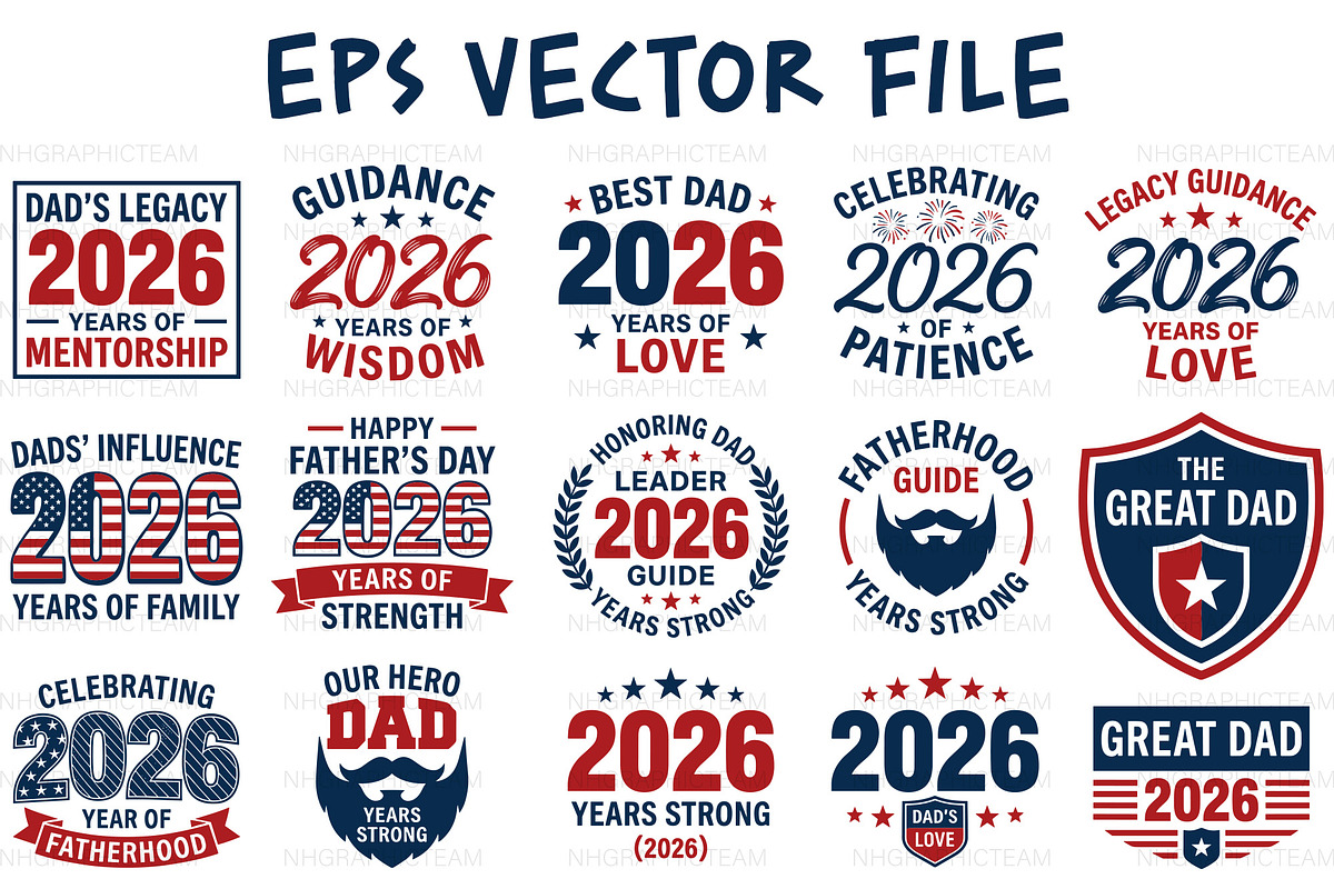 Father's Day 2026 Badge EPS Bundle, an Object Graphic by NH graphic (Photo 1 of 3)
