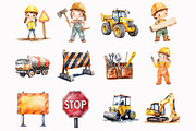 Construction Watercolor Clipart, an Illustration by Design Market (Thumbnail 2 of 5)
