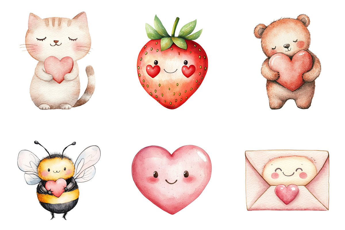 Kawaii Valentine's Clipart, an Illustration by designcity5 (Photo 3 of 5)