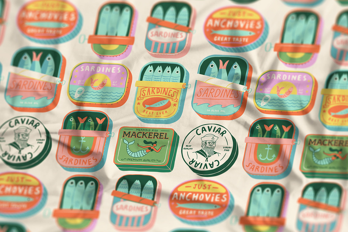 Canned Fish Graphics + Pattern, a Food Illustration by Dedraw Studio (Photo 6 of 7)