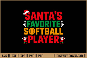 Santa's Favorite Softball Player SVG, a Seasonal Illustration by Handy Arts Studio