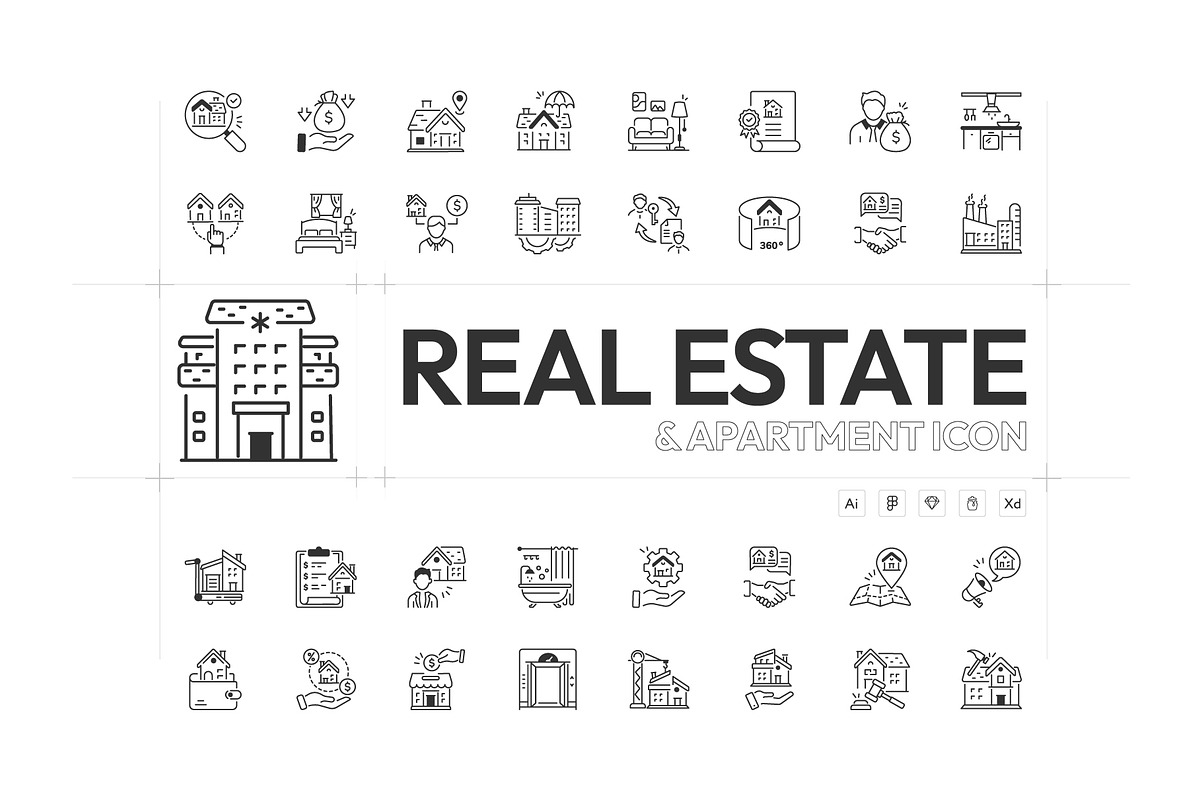 Real Estate and Apartment Icons, an Outline Icon by Prosymbols (Photo 1 of 5)
