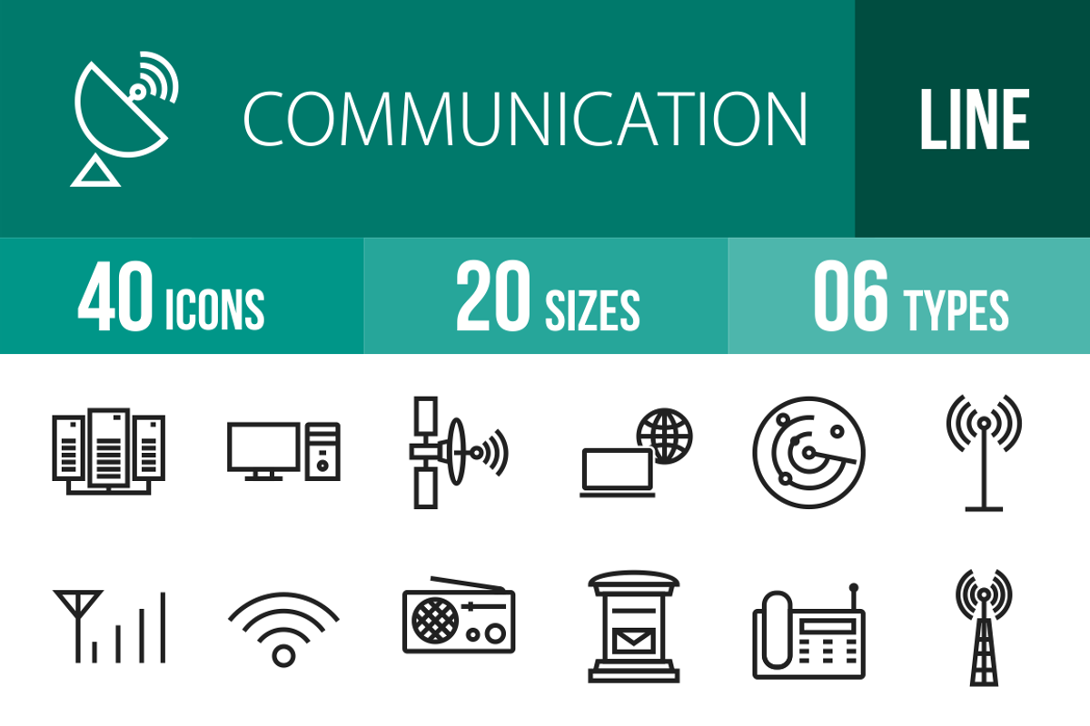 40 Communication Line Icons