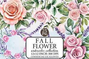 Watercolor Fall Flower Clipart, an Illustration by Libby Wishes
