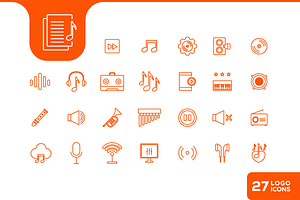 Minimalist Music Icon Set, an Outline Icon by devastd