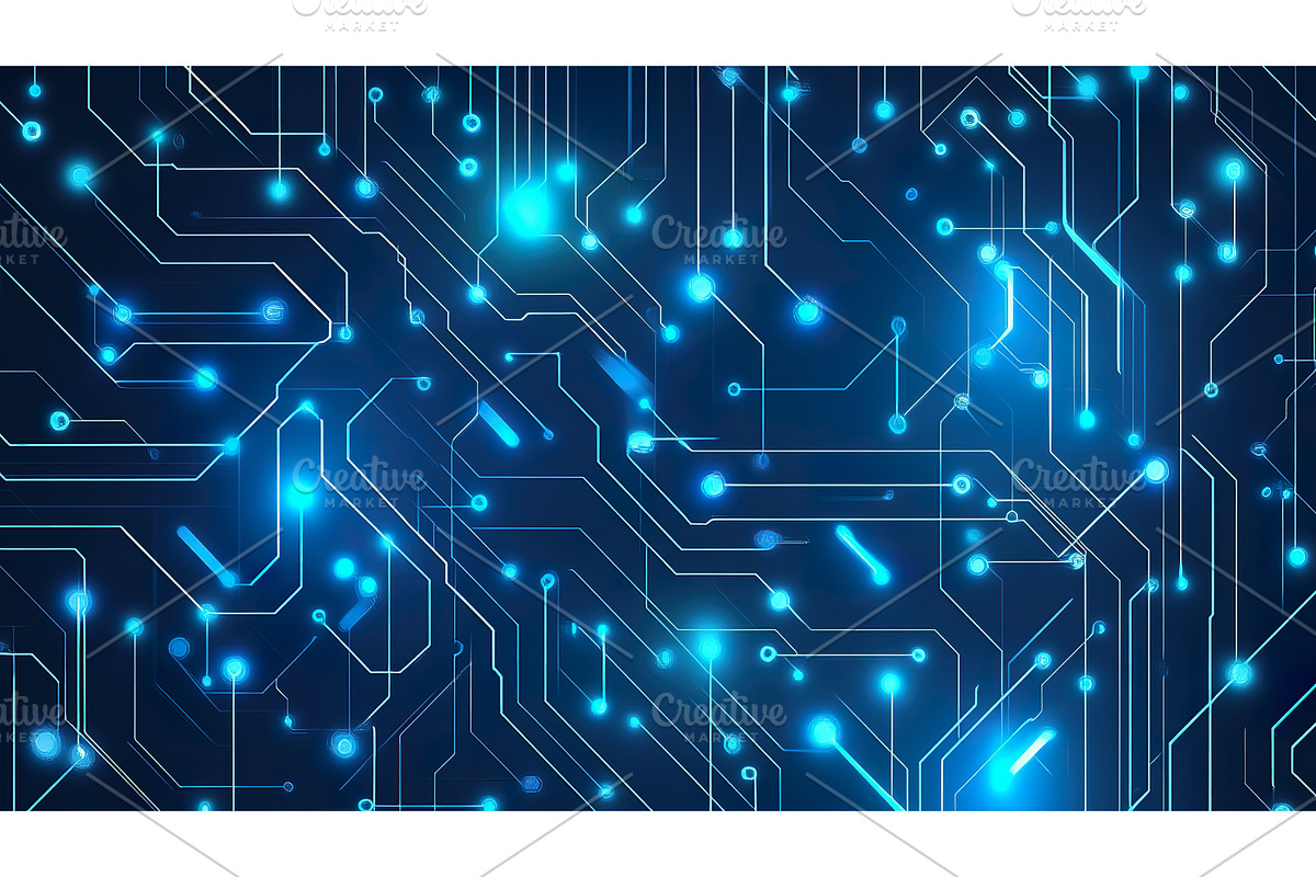Glowing circuit board design with, an Object Illustration by Lermont51