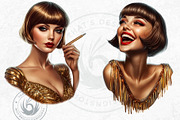 Vintage flappers clipart set, a Decorative Illustration by ThatsDesignArt (Thumbnail 10 of 10)