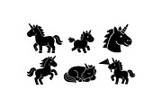 Cute Unicorn Silhouette Pack, an Illustration by designvectx (Thumbnail 1 of 3)