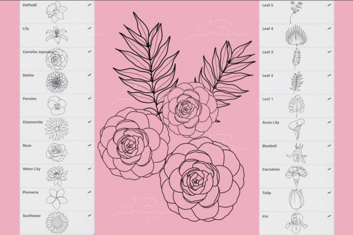 20 Floral Stamp Set for Procreate, a Brush Add-On by LiuBi Art (Photo 2 of 2)