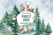 Forest Deer Watercolor Clipart, an Illustration by TatiMockup (Thumbnail 1 of 5)