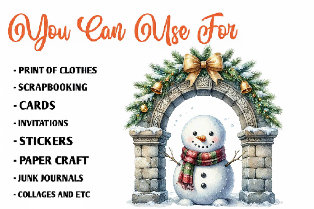 Watercolor Snowman Collection, a Seasonal Illustration by CreationArt (Photo 5 of 7)