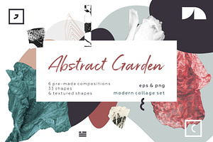Abstract floral. Modern collage set.