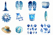 watercolor Summer beach clipart, an Illustration by Designworld (Thumbnail 3 of 7)