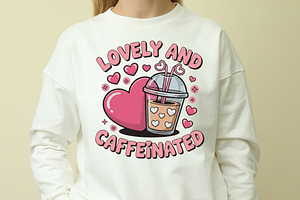 Lovely And Caffeinated PNG, a Graphic by Vector Portal
