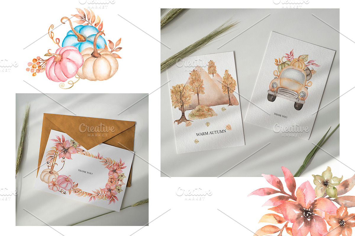 Watercolor Warm Autumn Collection, a Transportation Illustration by MayaNavits (Photo 10 of 10)
