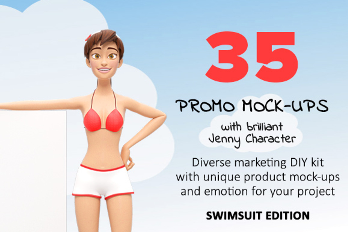 35 Promo Mock-Ups w/ Swimsuit Jenny, an iPad Mockup by Oleg Ribar (Photo 1 of 30)