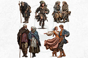 Medieval peasants clipart set, a Person Illustration by ThatsDesignArt (Thumbnail 9 of 10)