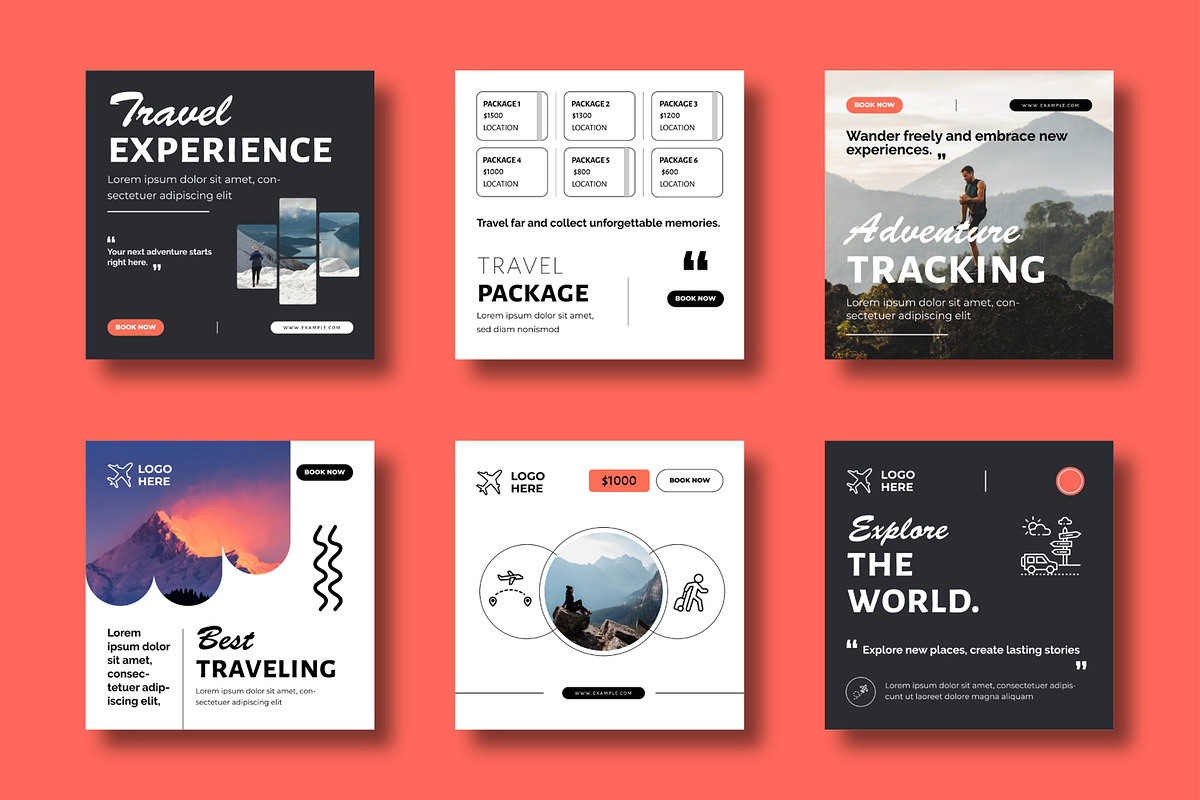 Travel Social Media Template Layout, a Social Media Template by MightyDesign (Photo 1 of 8)