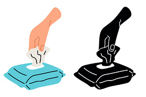 Hand reaches into plastic package, an Object Illustration by Vectorbuum