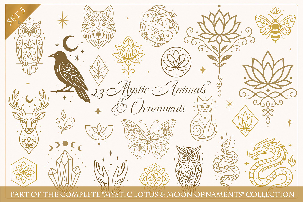 Mystic Animals & Nature Symbols Set, an Object Graphic by Christine Krahl (Photo 1 of 3)