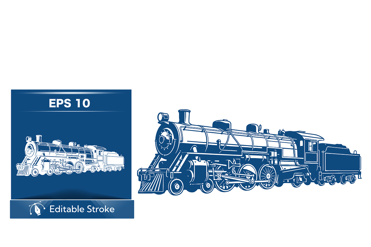 Vintage Train Vector Graphic, a Transportation Illustration by CarWrap design (Photo 2 of 4)