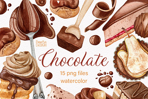 Watercolor Chocolate clipart.