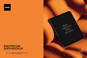iPad Pro on Sofa Mockup, an iPad Mockup by creatsy5