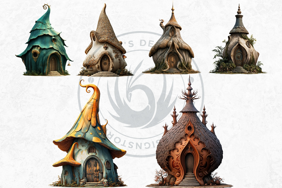 Fairy Tale Houses PNG Clipart Set V2, a Decorative Illustration by ThatsDesignArt (Photo 7 of 10)