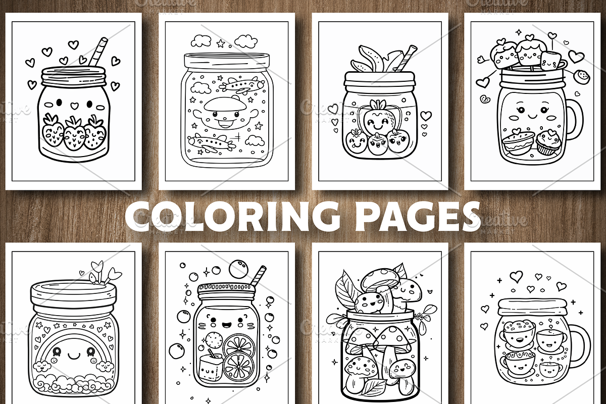 Cute Kawaii In A Jar Coloring Book, an Education Illustration by Design Station (Photo 2 of 5)
