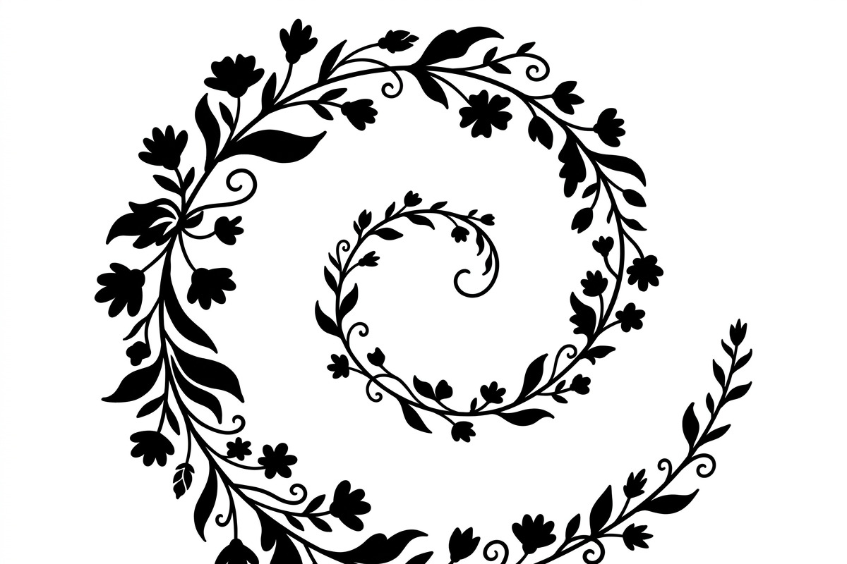 50 Elegant Floral Leaf Spiral Frame, a Decorative Illustration by Amazin_art (Photo 29 of 39)