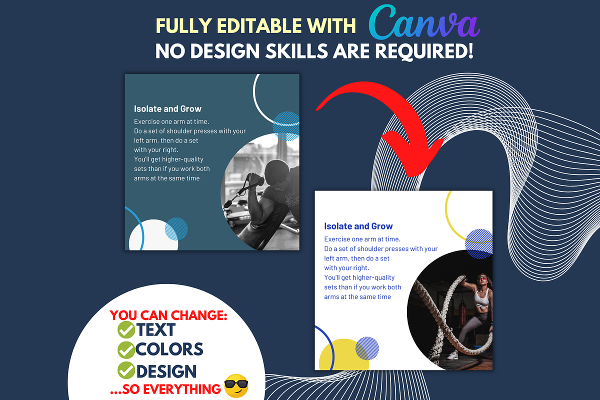 Fitness Templates - Canva Editable, a Social Media Template by Viral Content Design (Photo 8 of 12)