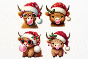 Christmas Highland Cow Clipart, an Animal Illustration by Nicolle's Colorful Art (Thumbnail 6 of 10)