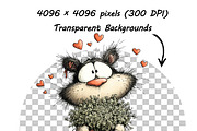 Whimsical Cat Birthday Clipart Set, an Illustration by one-touch (Thumbnail 5 of 16)