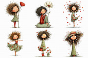 Whimsical Girls Floral Spring Clipar, an Illustration by Libby Wishes (Thumbnail 8 of 8)