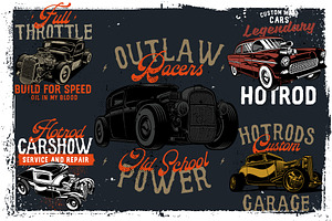 Vintage style hotrods collection, a Transportation Illustration by The BolzStudio