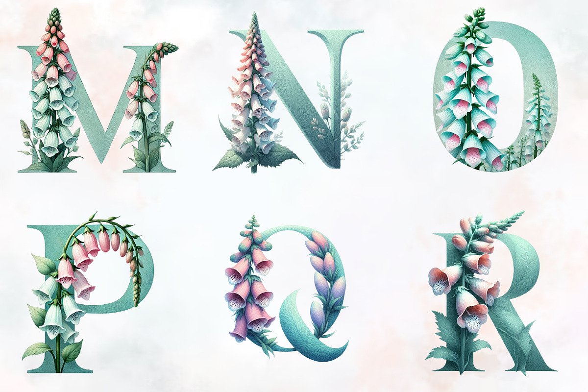 Foxglove spring Alphabet Png, an Illustration by RobertsArt (Photo 2 of 7)