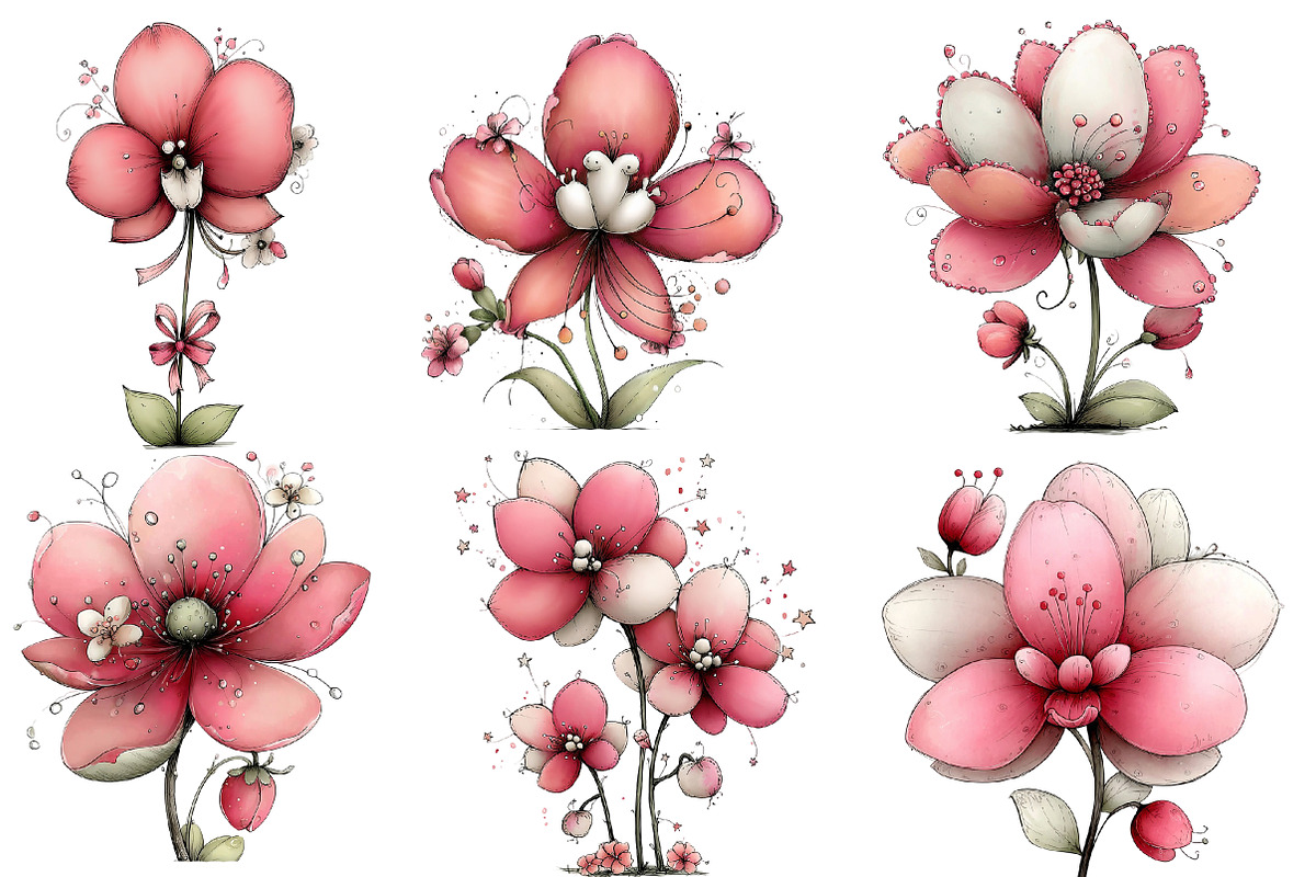 whimsical spring orchid flower clipa, an Illustration by Designworld (Photo 2 of 4)