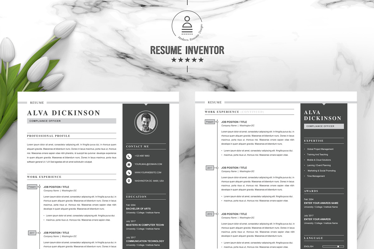 Resume Template, a Resume Template by ResumeInventor (Photo 2 of 6)