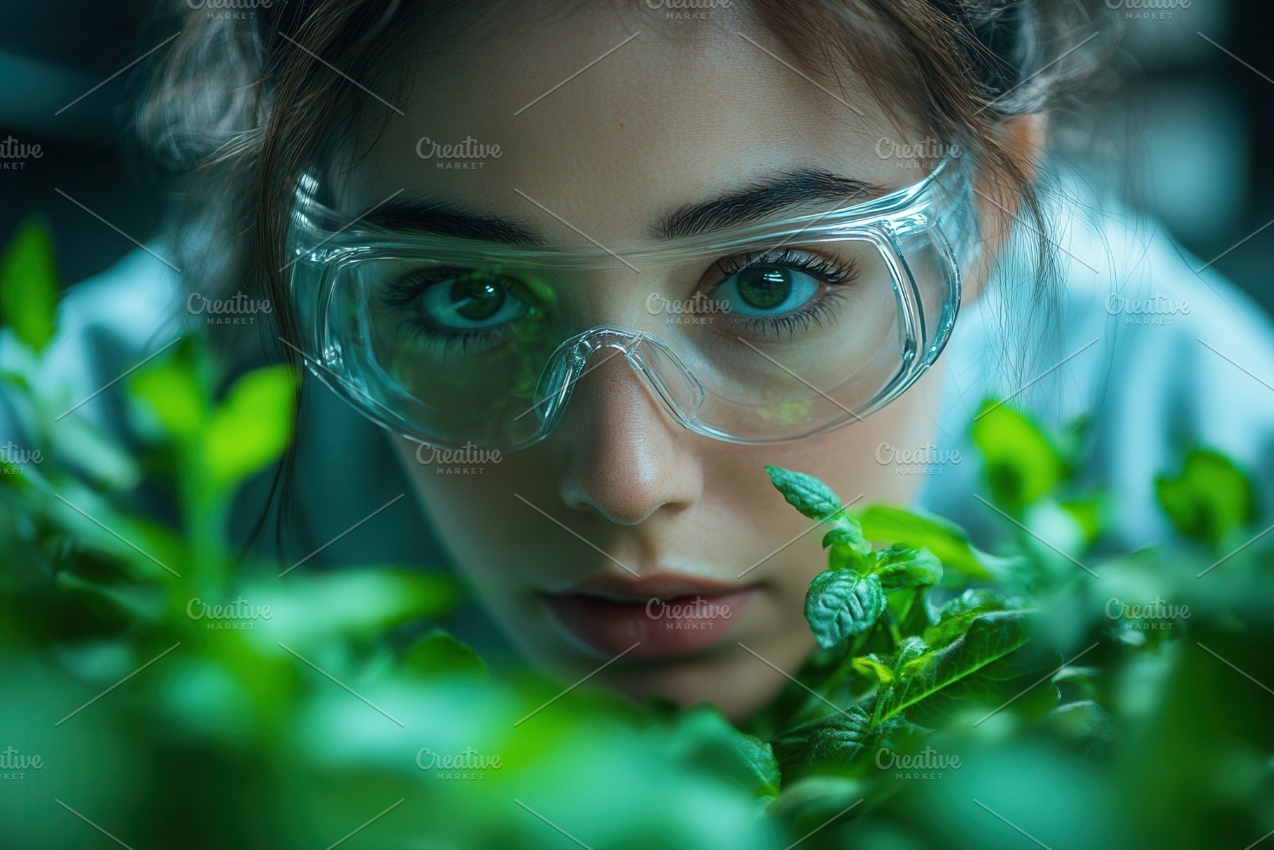 Young woman wearing protective glass, a Photo by Tanuart