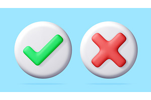 3D Green check mark and red cross, an Object Illustration by Abscent