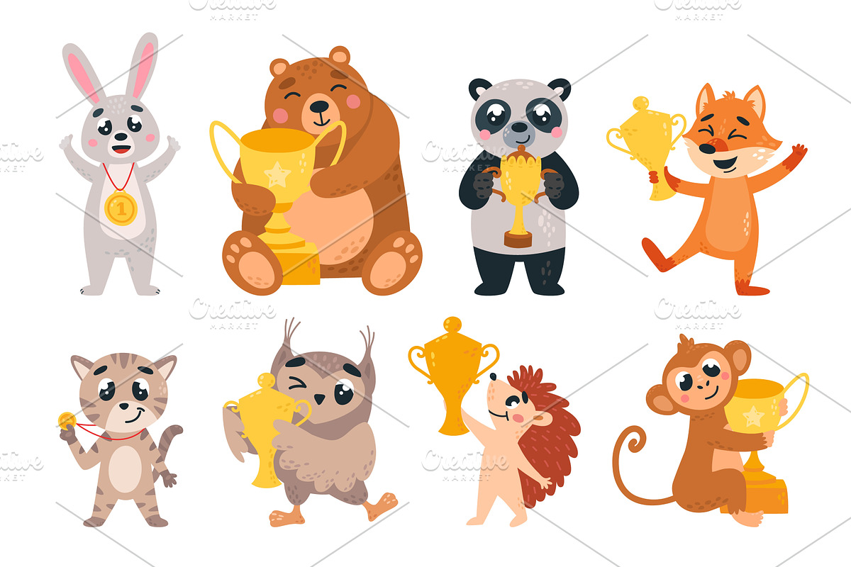 Wild animal with golden trophy, an Animal Illustration by LadadikArt